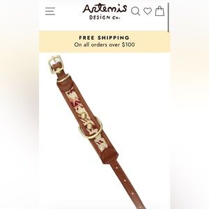 NWOT Artemis Designs Kilim leather Large Dog Collar & Leash